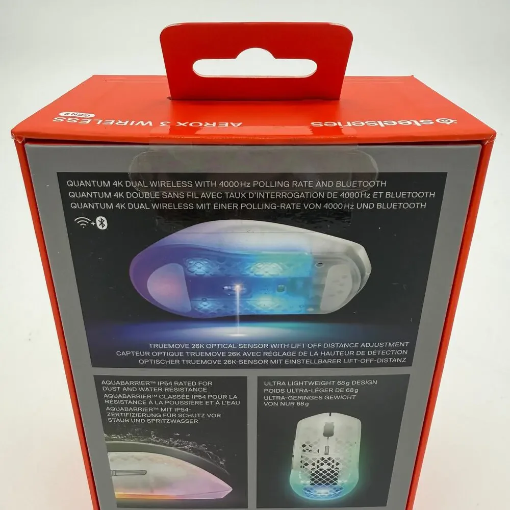 SteelSeries Aerox 3 4K Wireless Gen 2 Ghost - Super-Light 68g Gaming Mouse